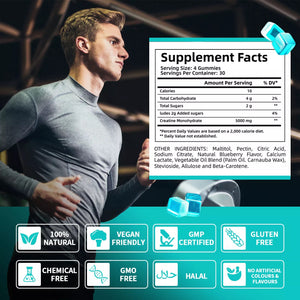 Creatine Gummies for Sports Nutrition | 120 Soft Candy for Energy Boost