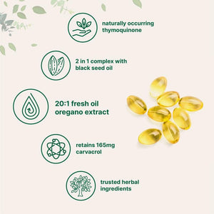 300pcs Micro Ingredients Oregano Oil with Black Seed Oil, Good for Enhancing Immunity