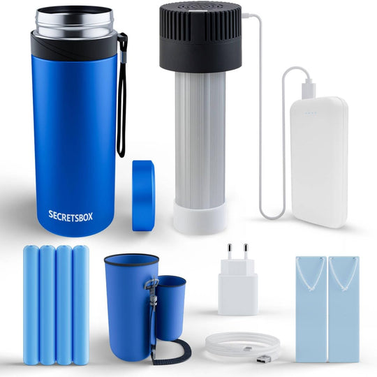 Portable 3-in-1 Insulin Cooler Travel Case | Electric USB Medication Fridge with 20000mAh Battery & 4 Biogels | TSA Approved, 2-8°C (36-46°F) Blue