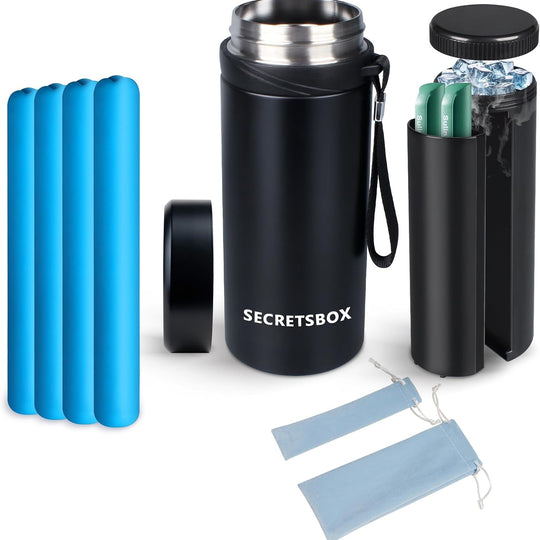 Portable Insulin Cooler Travel Case | 900ml Vacuum Medical Thermos with 4 Bio-Gels & Emergency Ice Tube | TSA Approved