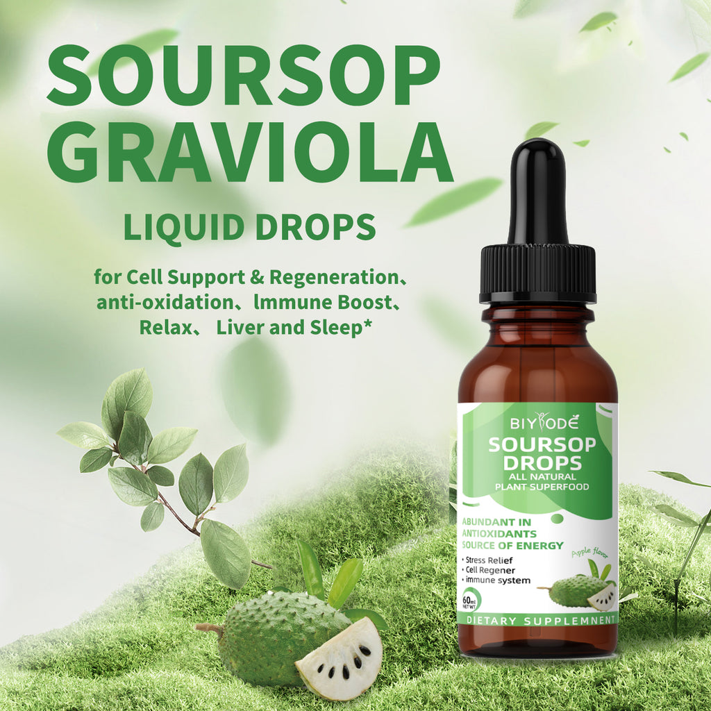 Soursop Graviola Liquid Drops 1800mg - Premium Antioxidant Support for Immune Health, Digestion, Relaxation & Sleep - Vegan, Gluten-Free, Sugar-Free (1 Fl Oz, 30-Day Supply)