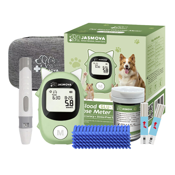 Smart Bluetooth Pet Glucose Monitor by JASMOVA | 0.8μL Micro-Sampling for Dogs & Cats
