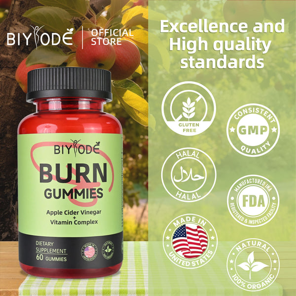 Apple Cider Vinegar Gummies,Burn Gummies,Apple Cider Vinegar Gummies,Formulated to Support Normal Energy Levels & Gut Health,Citrus Tea Polyphenol,Vitamin Complex Gummies(60 Gummies)