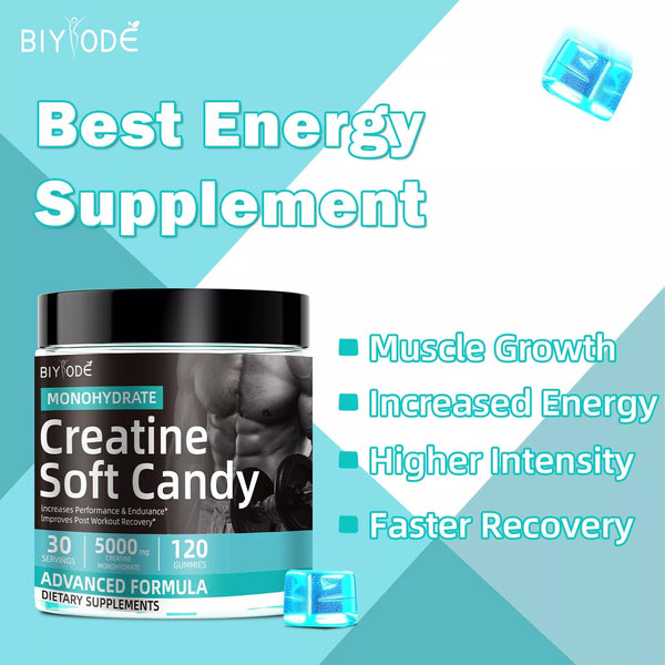 Creatine Gummies for Sports Nutrition | 120 Soft Candy for Energy Boost