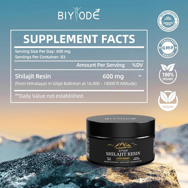 Shilajit Pure Himalayan Supplement for Men Women Rich Fulvic Acid & 85+ Minerals, 600mg/100 Servings.