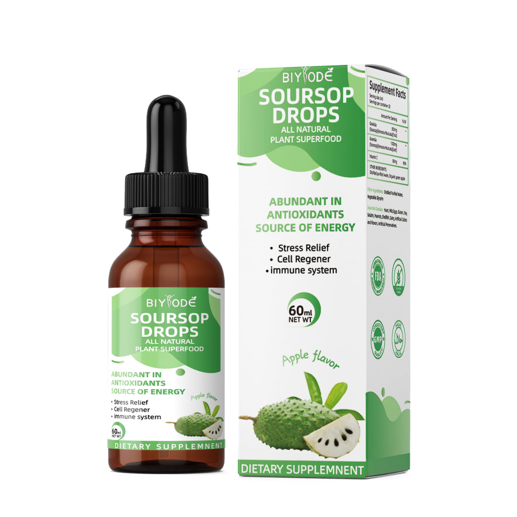 Soursop Graviola Liquid Drops 1800mg - Premium Antioxidant Support for Immune Health, Digestion, Relaxation & Sleep - Vegan, Gluten-Free, Sugar-Free (1 Fl Oz, 30-Day Supply)