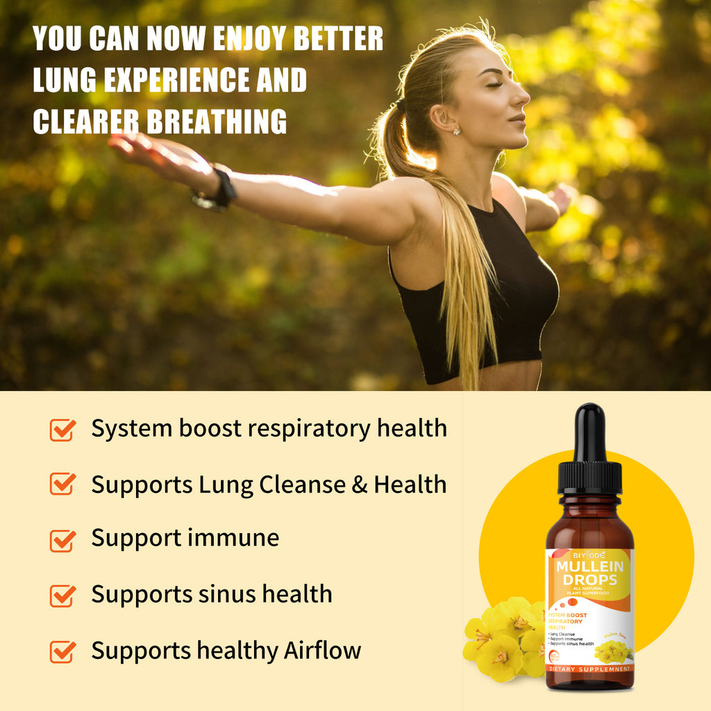 Mullein Drops – 60ml (30-Day Supply) – Natural Mullein Leaf Extract for Respiratory Health, Lung Cleanse & Immune Support – Vegan, Non-GMO, Sugar-Free