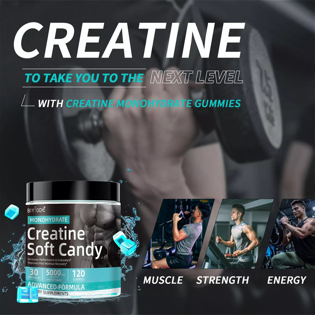 Creatine Gummies for Sports Nutrition | 120 Soft Candy for Energy Boost