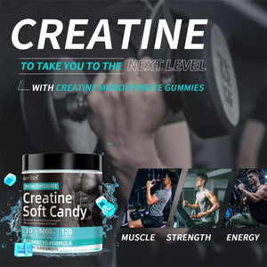 Creatine Gummies for Sports Nutrition | 120 Soft Candy for Energy Boost
