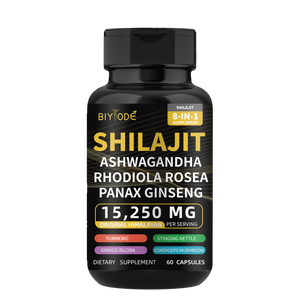 Shilajit Capsules for Man 8-in-1 Shilajit 9000 Ashwagandha 2000 Rhodiola Rosea 1000 Ginseng 1500 Cordyceps Mushroom 500 Ginkgo Biloba 500 Stinging Nettle 250 Turmeric 60 Capsules 30 Day Supply