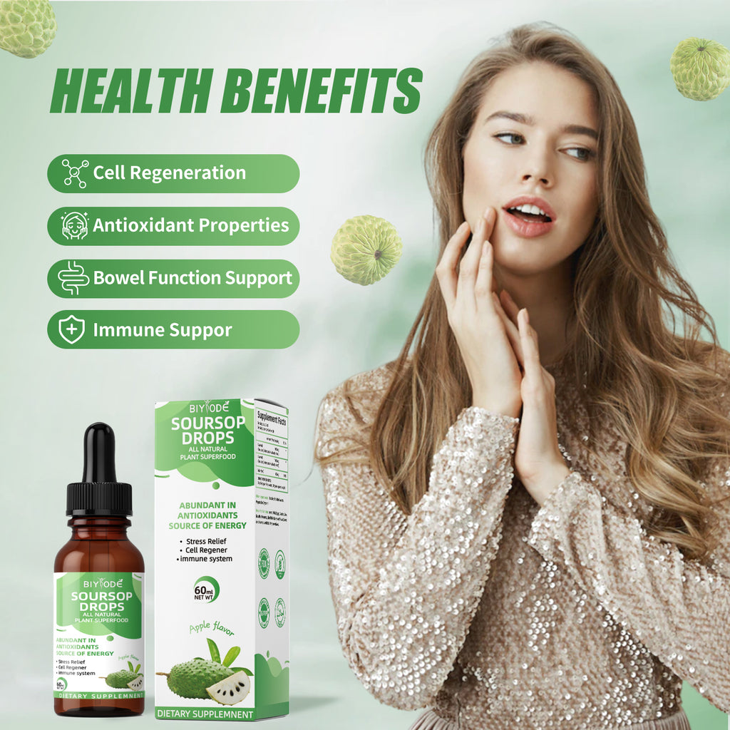 Soursop Graviola Liquid Drops 1800mg - Premium Antioxidant Support for Immune Health, Digestion, Relaxation & Sleep - Vegan, Gluten-Free, Sugar-Free (1 Fl Oz, 30-Day Supply)