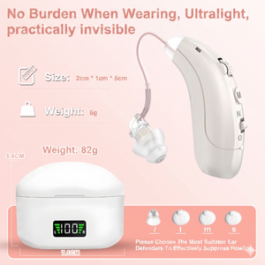 Rechargeable Hearing Aids for Seniors - Digital Sound Amplifier with 40H Playtime, Noise Cancelling, Smart LED Charging Case & 6 Volume Levels (Pair)