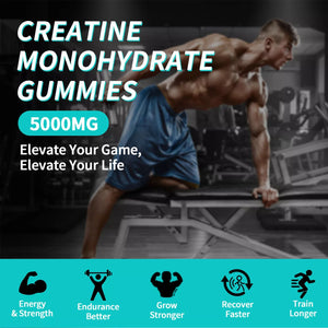 Creatine Gummies for Sports Nutrition | 120 Soft Candy for Energy Boost