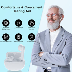 Hearing aids for seniors, with noise cancellation, rechargeable hearing amplifier, Type-C charging