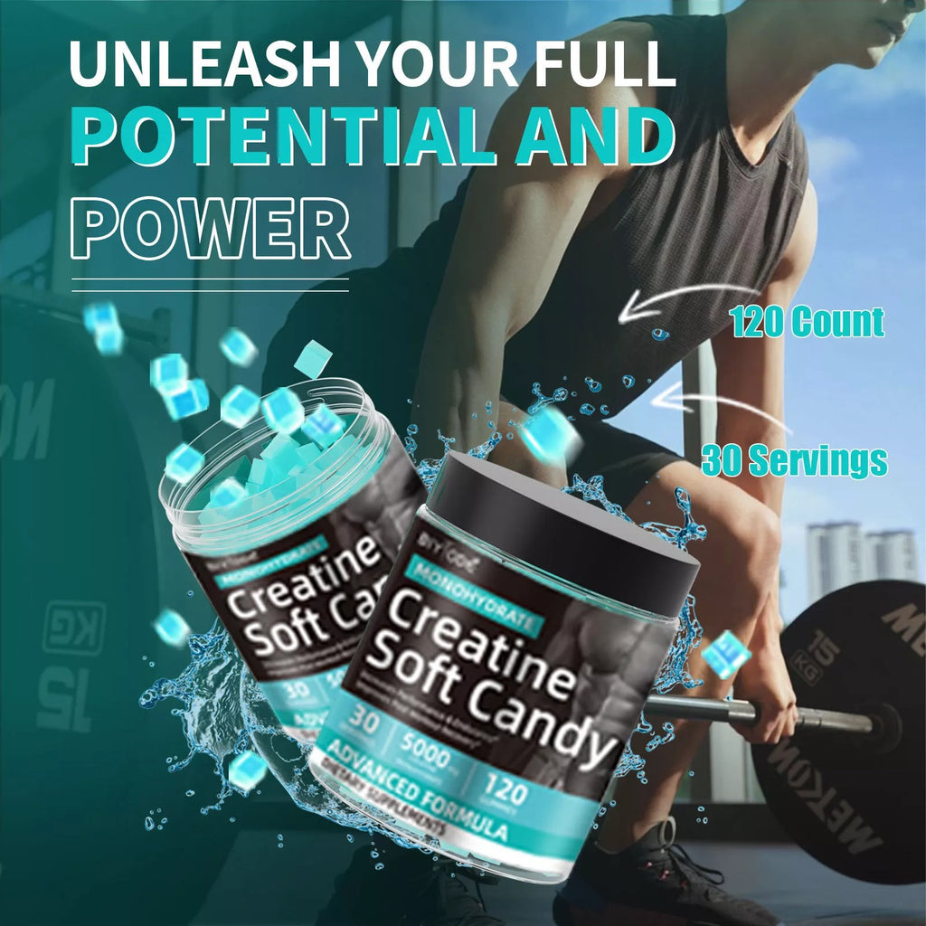 Creatine Gummies for Sports Nutrition | 120 Soft Candy for Energy Boost