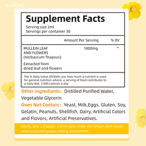 Mullein Drops – 60ml (30-Day Supply) – Natural Mullein Leaf Extract for Respiratory Health, Lung Cleanse & Immune Support – Vegan, Non-GMO, Sugar-Free