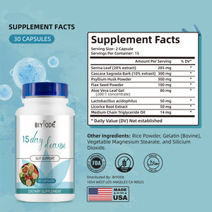 15 Day Cleanse Gut and Colon Support, Advanced Gut Cleanse, Detox Help Gut Cleanse & Colon Cleanse, Focus On Gut Health