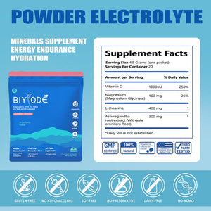 BIYODE-vegan Calming Drink Mix, raspberryKsm-66 Ashwagandha, Vitamin D3, wellnesssupplements for Relaxation & metabolism