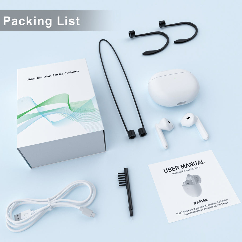 Hearing aids for seniors, with noise cancellation, rechargeable hearing amplifier, Type-C charging