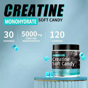 Creatine Gummies for Sports Nutrition | 120 Soft Candy for Energy Boost