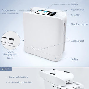 1.8kg 6L Portable Medical Grade Oxygen Concentrator With Detachable Battery and Sieve Bed
