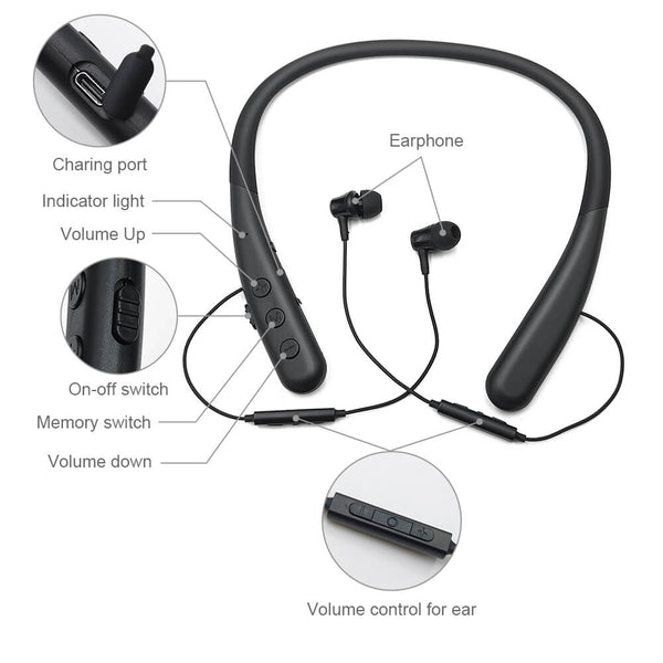 Best Rechargeable Wireless Tv Headphones for Hearing Impaired | Neckband bluetooth retractable hearing aids 							 							 							 							